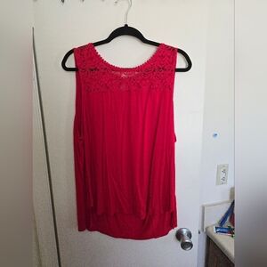 Red Sleeveless Relaxed Tank Top